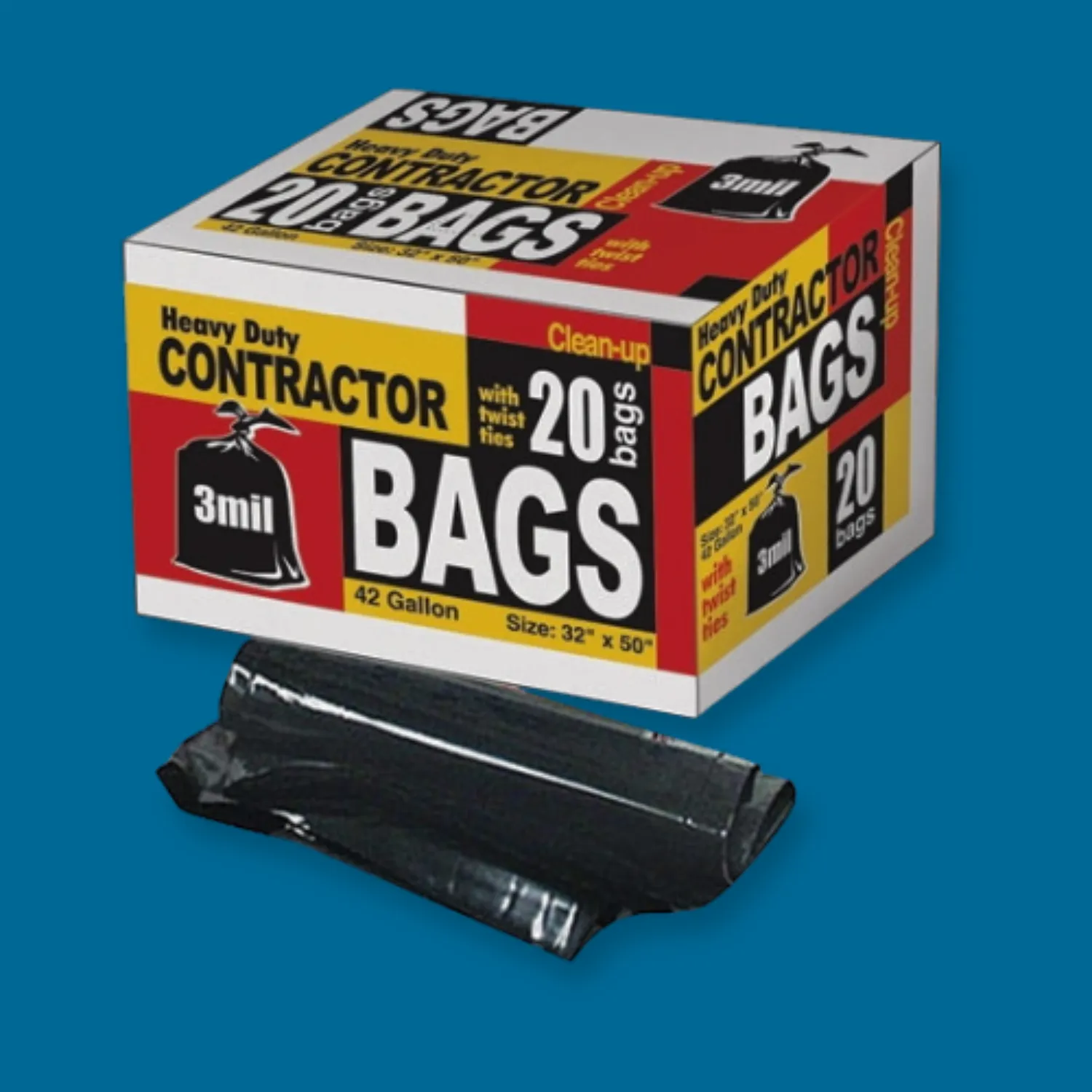 Heavy Duty Contractor Trash Bags, Black [20 Case]