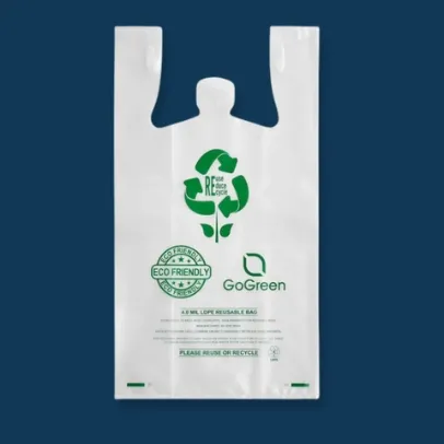 16 Go-Green Plastic T-Shirt Bags, White [150Case]