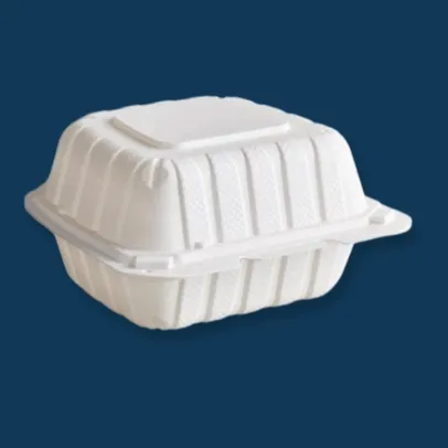 MFPP 6 x 6 Microwaveable Mineral-Filled Plastic Hinged Lid Containers, White [250 Pack]