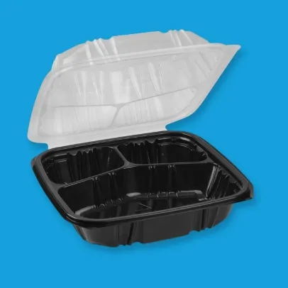 9x 9x 3- 3 Compartment Dual-Color Microwavable Vented Hinged Lid Container [100Case]