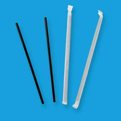 Crystalware 7.75'' Individually Wrapped Plastic Jumbo Straws, Black [5,000Case]