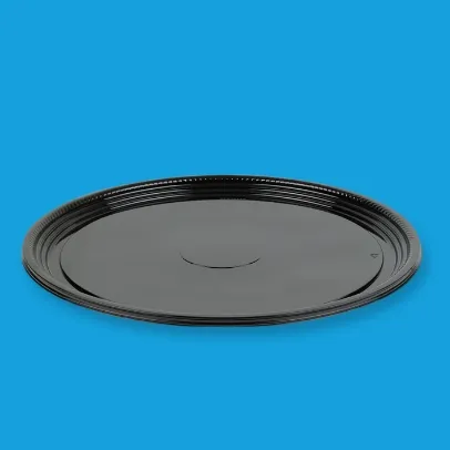 Crystalware 16 PET Black Round Catering Tray [25Case]