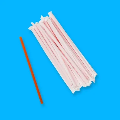 Plastic Jumbo Straws 5 3-4 Red, Paper Wrapped [500 Pack]