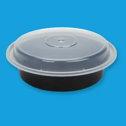 NC723B 24 oz Pactiv Round Microwavable Containers with Lids [150 Case]
