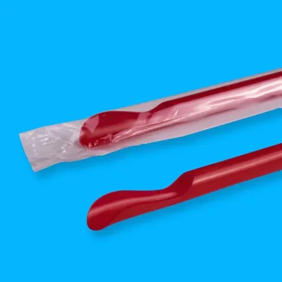 Karat 9.45 Spoon Straws Plastic Wrapped, Red [5,000Case]